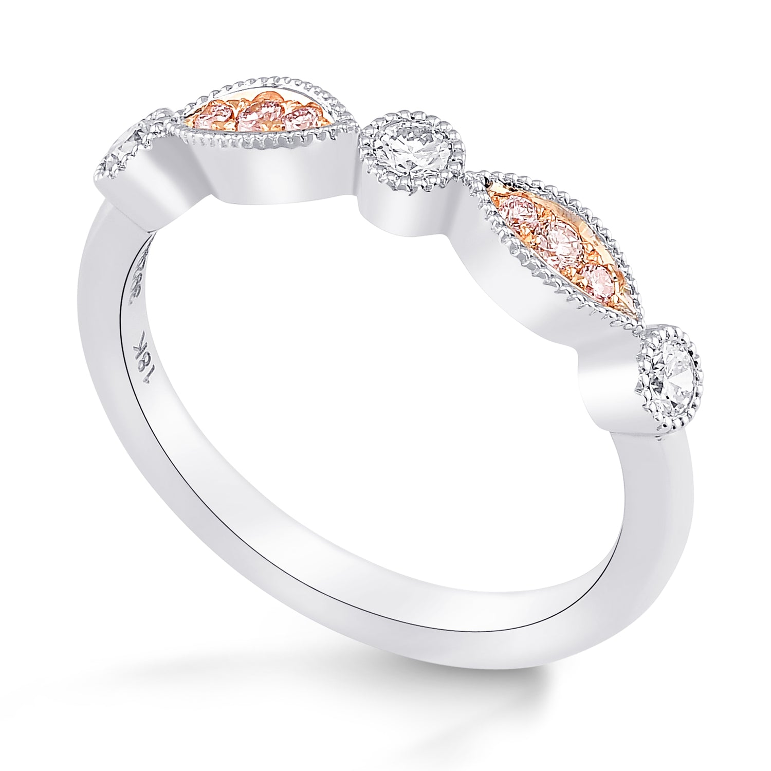 Pink & White Diamond Designer Band Ring 