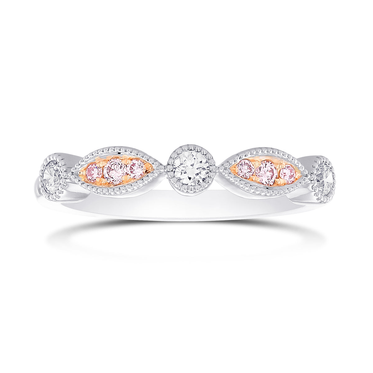 Pink & White Diamond Designer Band Ring 