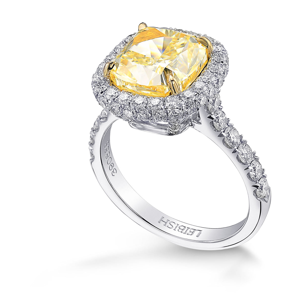 Fancy Light Yellow Cushion Halo Diamond Ring