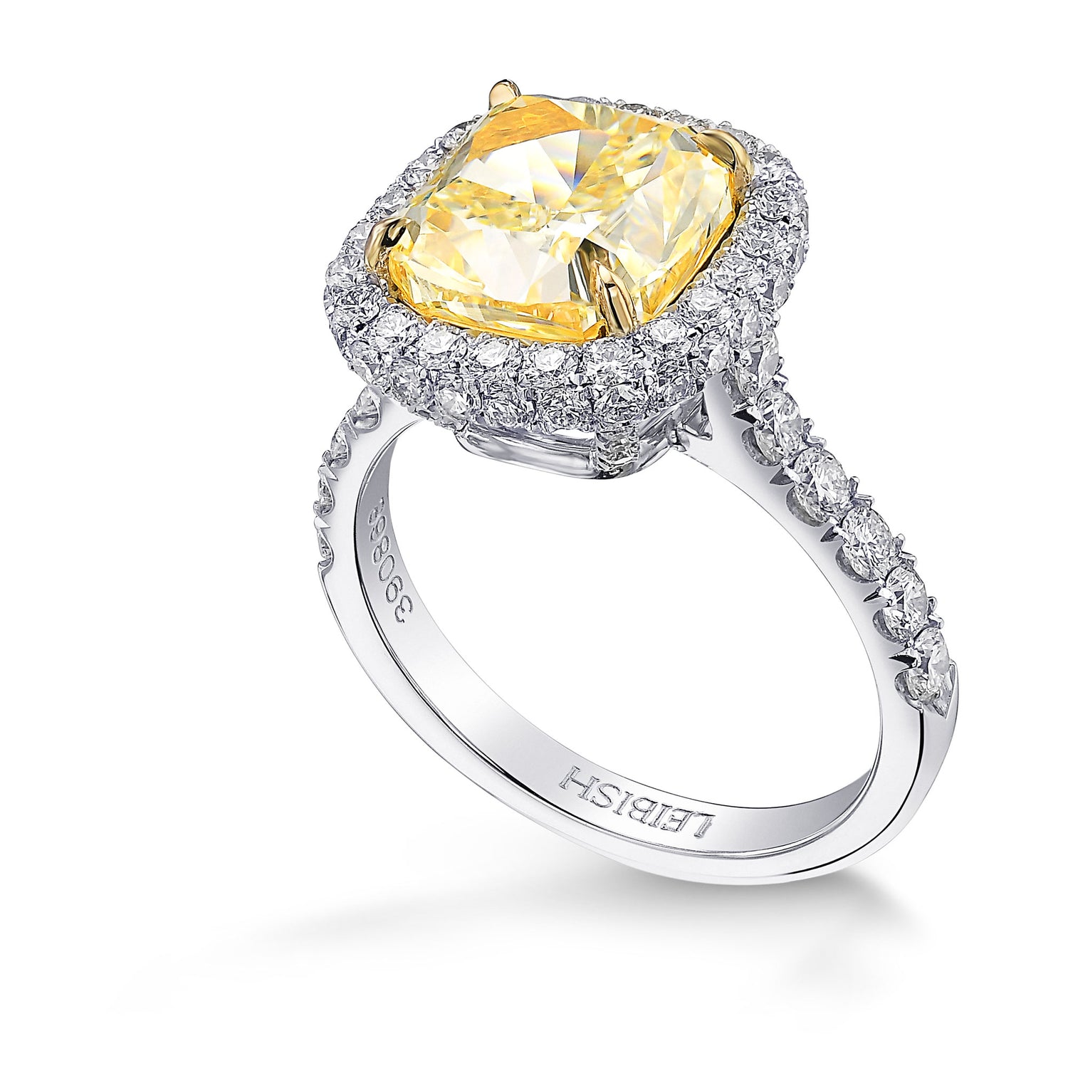 Fancy Light Yellow Cushion Halo Diamond Ring