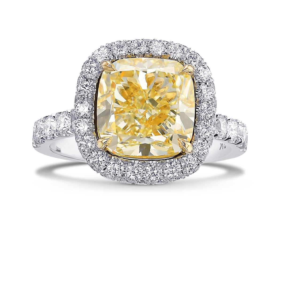Fancy Light Yellow Cushion Halo Diamond Ring