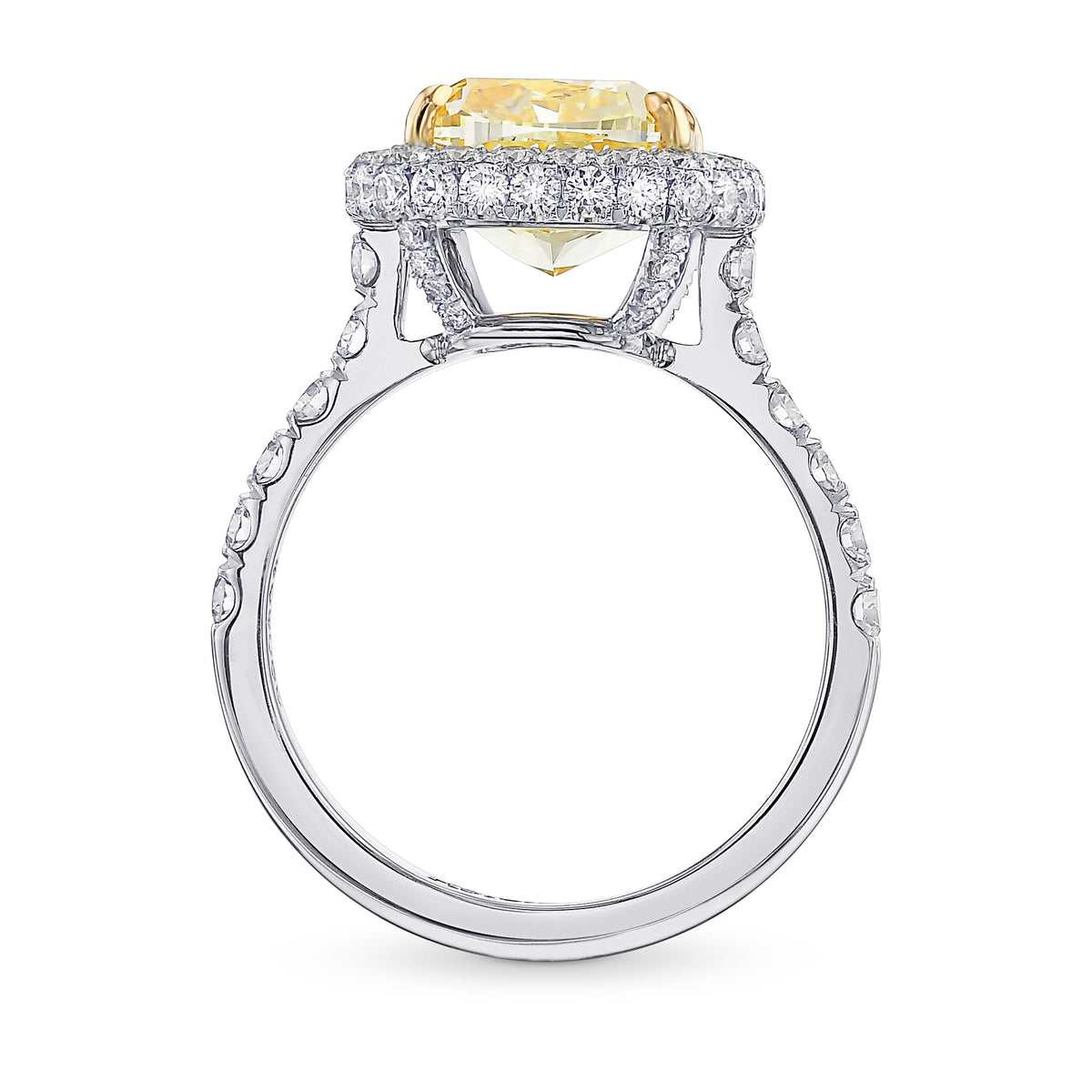 Fancy Light Yellow Cushion Halo Diamond Ring
