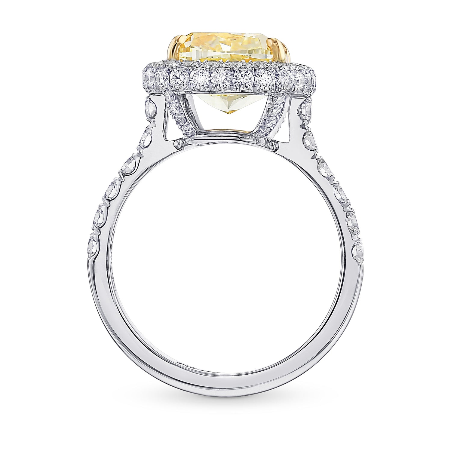 Fancy Light Yellow Cushion Halo Diamond Ring