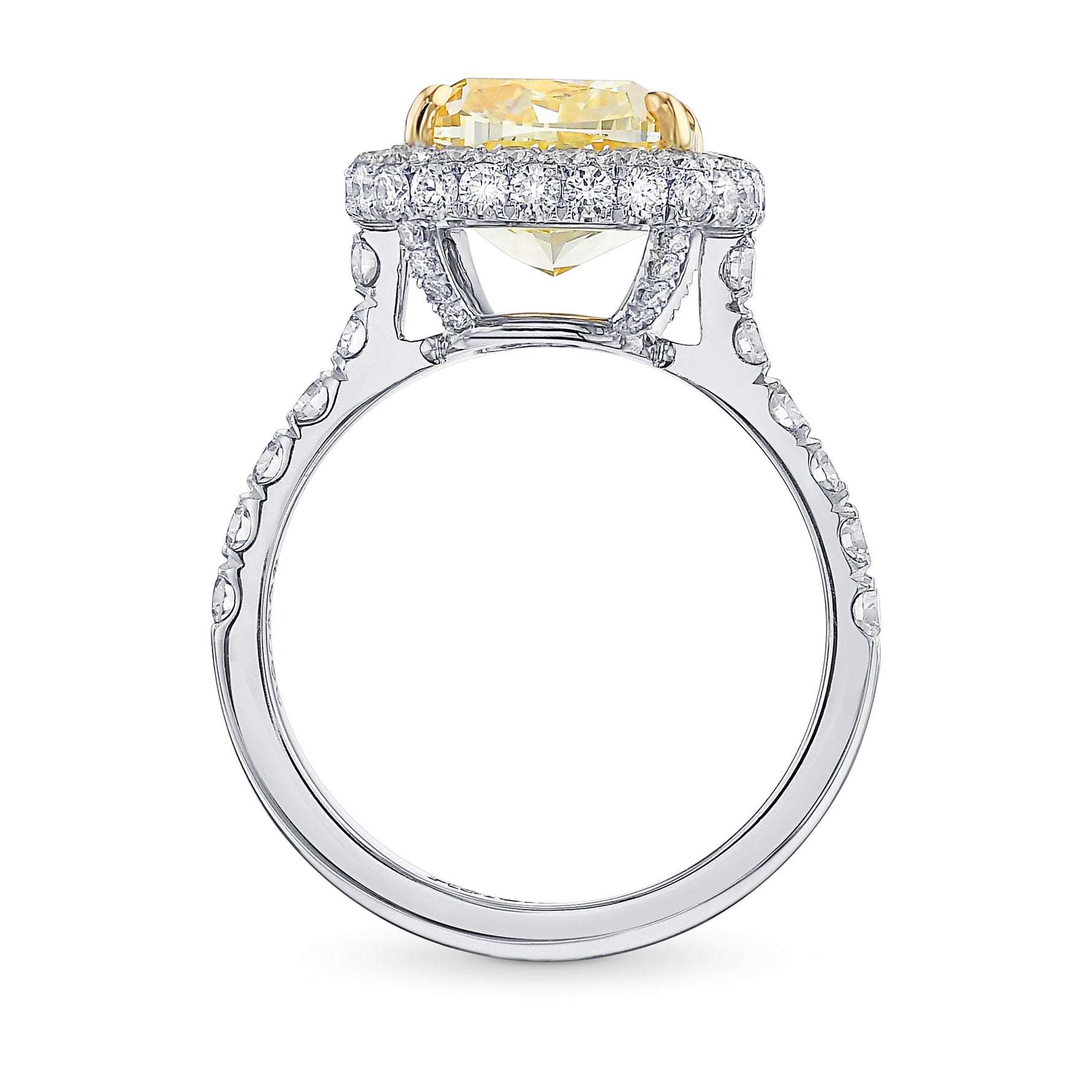 Fancy Light Yellow Cushion Halo Diamond Ring