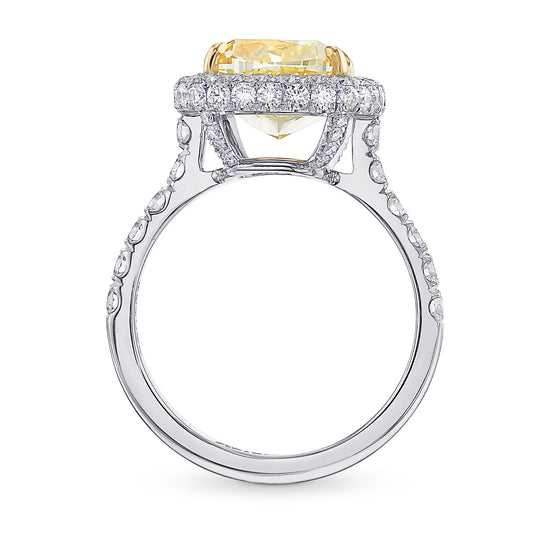 Fancy Light Yellow Cushion Halo Diamond Ring