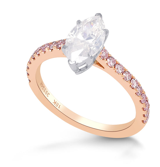 Fancy White Marquise Diamond Side Stones Ring