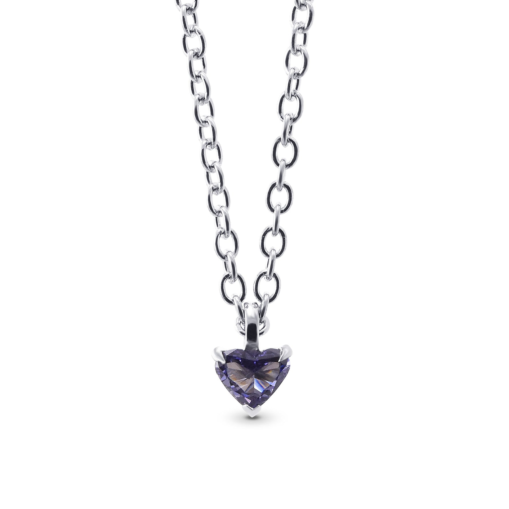Fancy Gray Violet Heart Diamond Solitaire Pendant