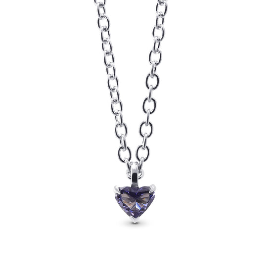 Fancy Gray Violet Heart Diamond Solitaire Pendant