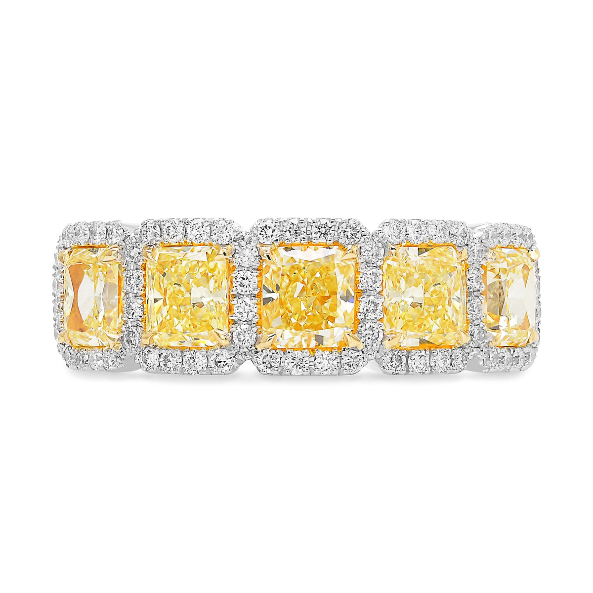 Fancy Light Yellow Radiant Diamond 5 Stone Band Ring