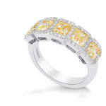 Fancy Light Yellow Radiant Diamond 5 Stone Band Ring