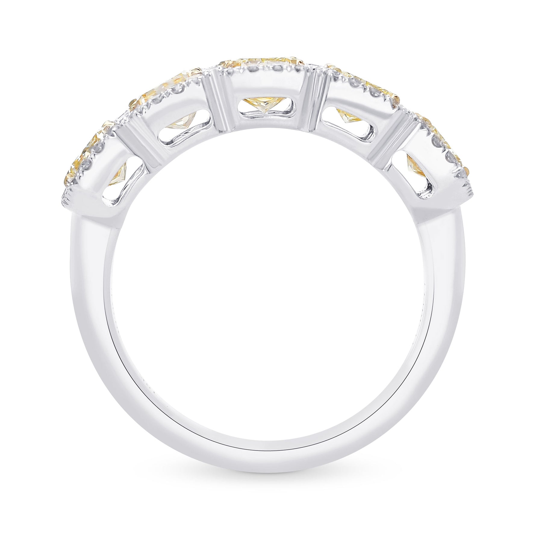 Fancy Light Yellow Radiant Diamond 5 Stone Band Ring