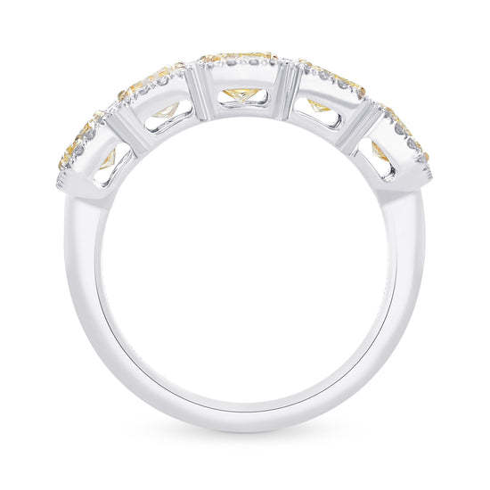 Fancy Light Yellow Radiant Diamond 5 Stone Band Ring