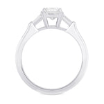 Colorless Cushion & Taper 3 Stone Diamond Ring