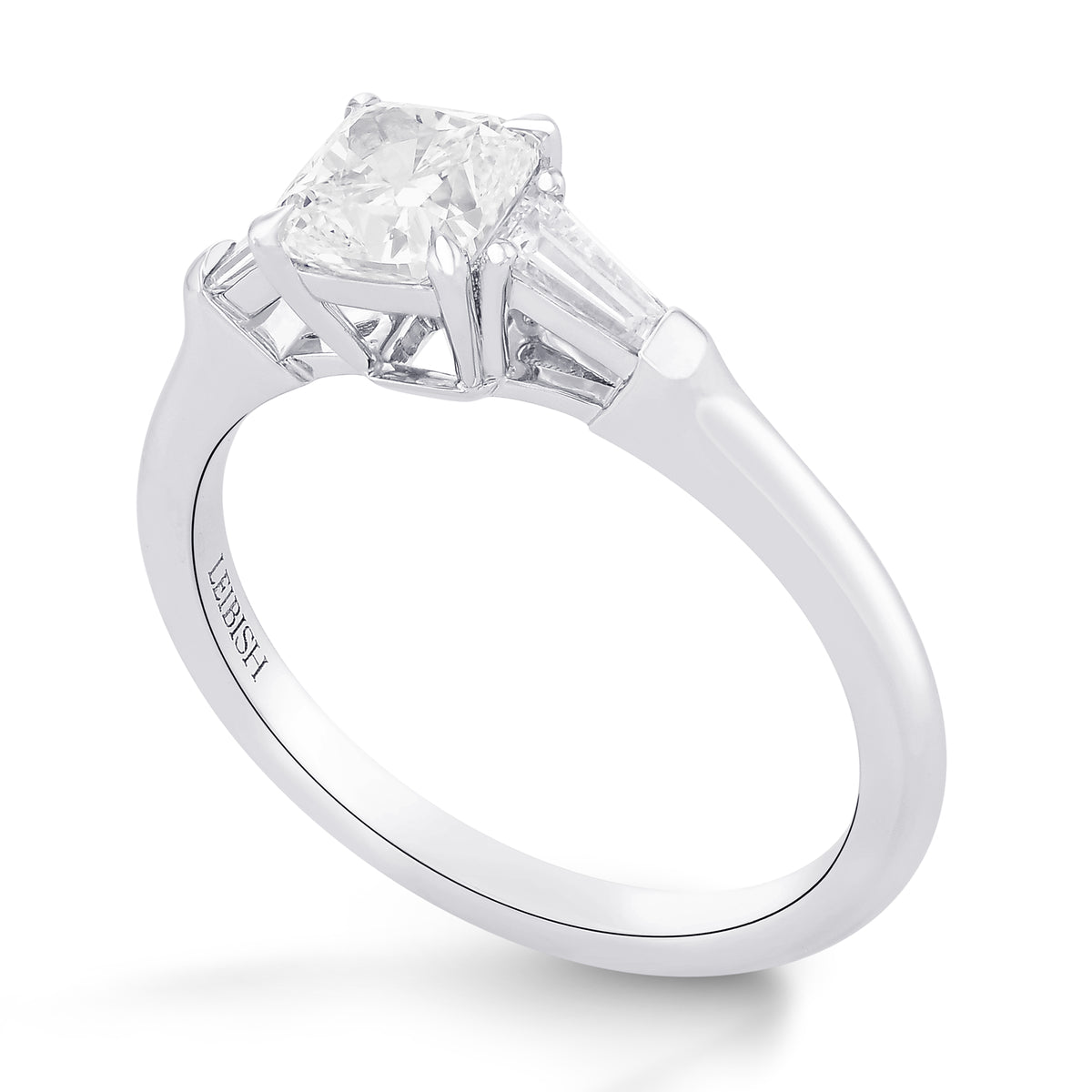 Colorless Cushion & Taper 3 Stone Diamond Ring