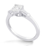 Colorless Cushion & Taper 3 Stone Diamond Ring