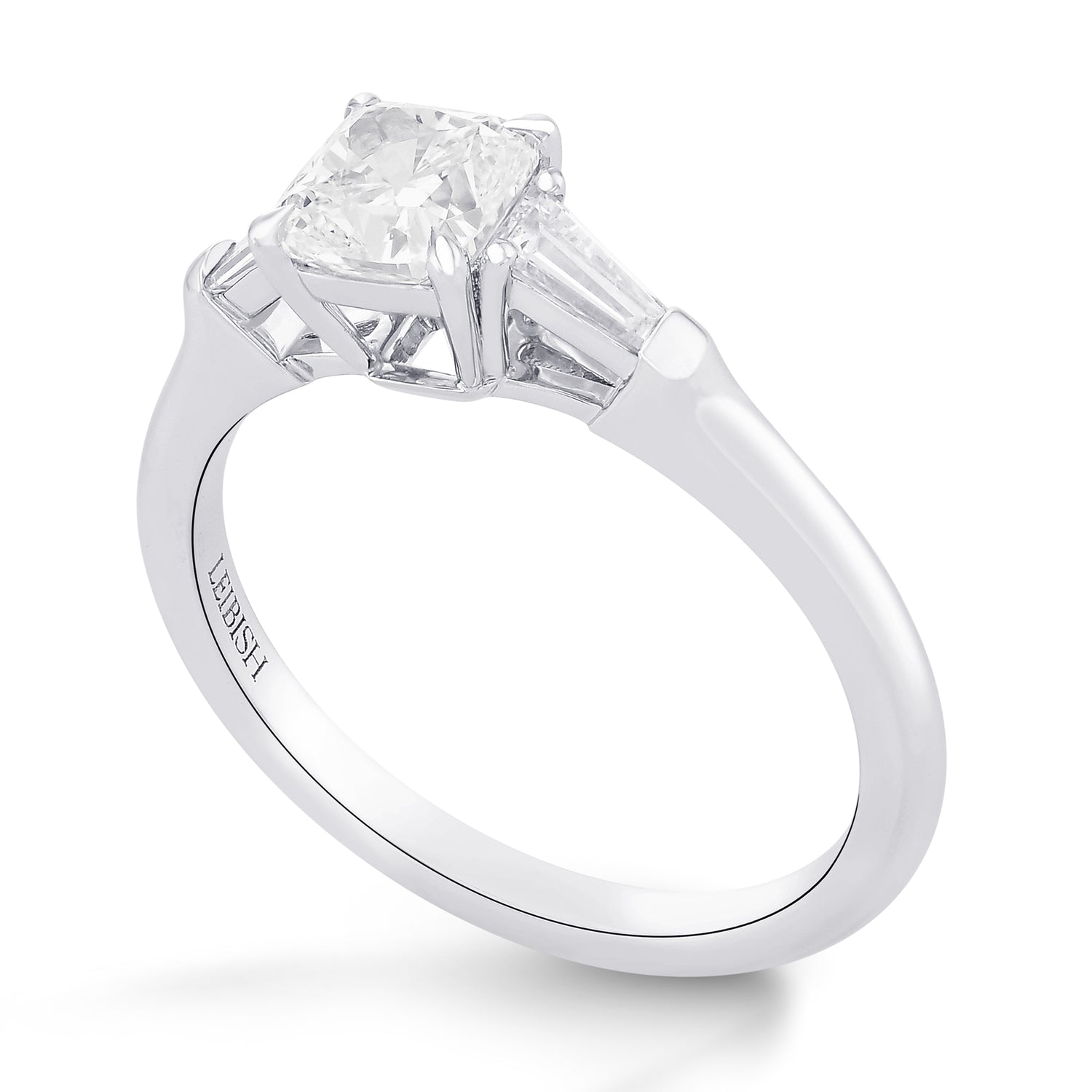 Colorless Cushion & Taper 3 Stone Diamond Ring