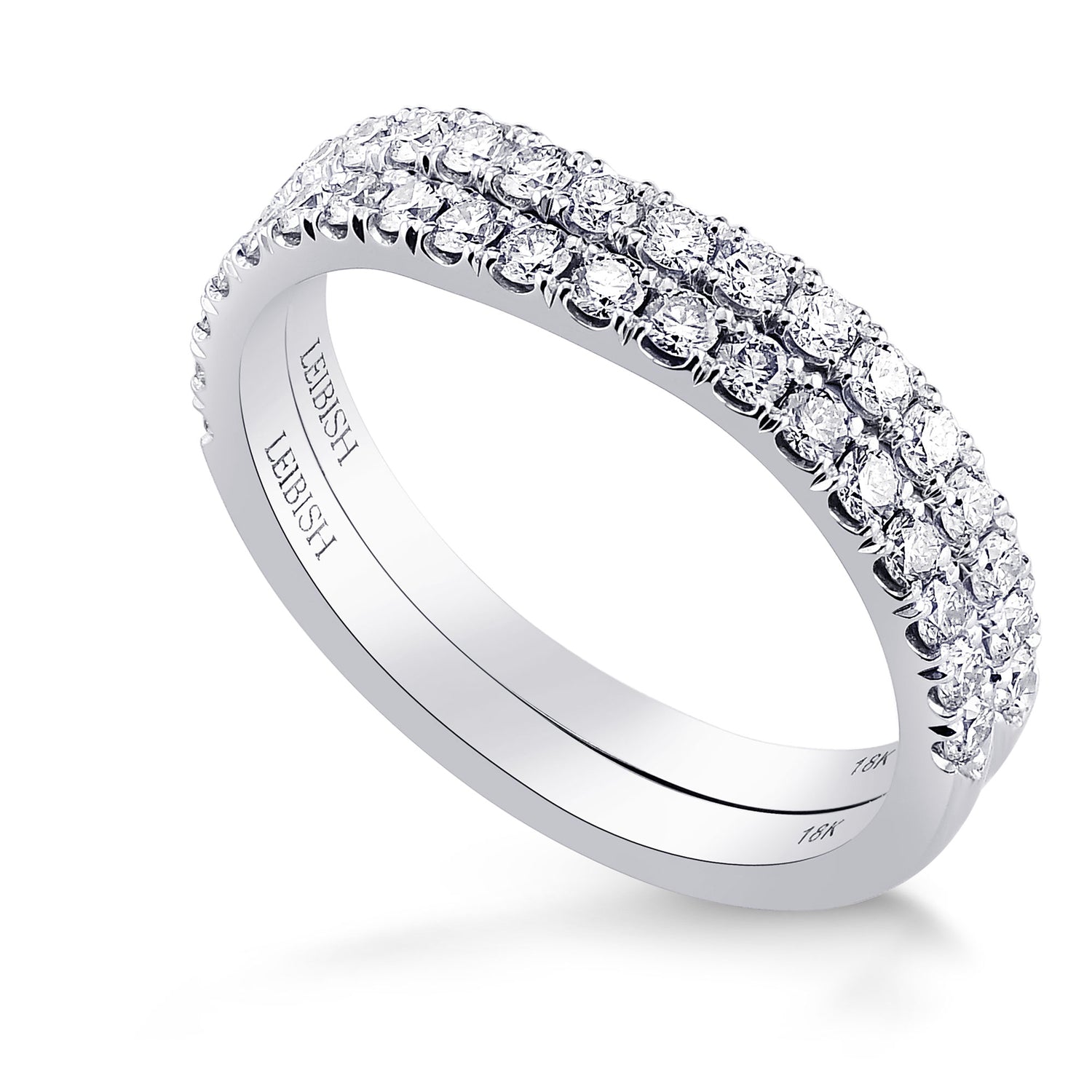 Two Custom-made Contoured Diamond Wedding Bands 