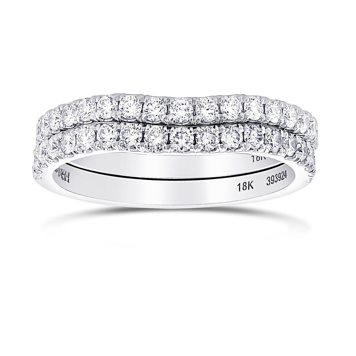 Two Custom-made Contoured Diamond Wedding Bands 