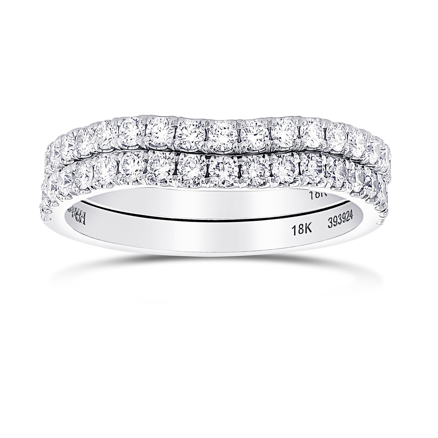 Two Custom-made Contoured Diamond Wedding Bands 