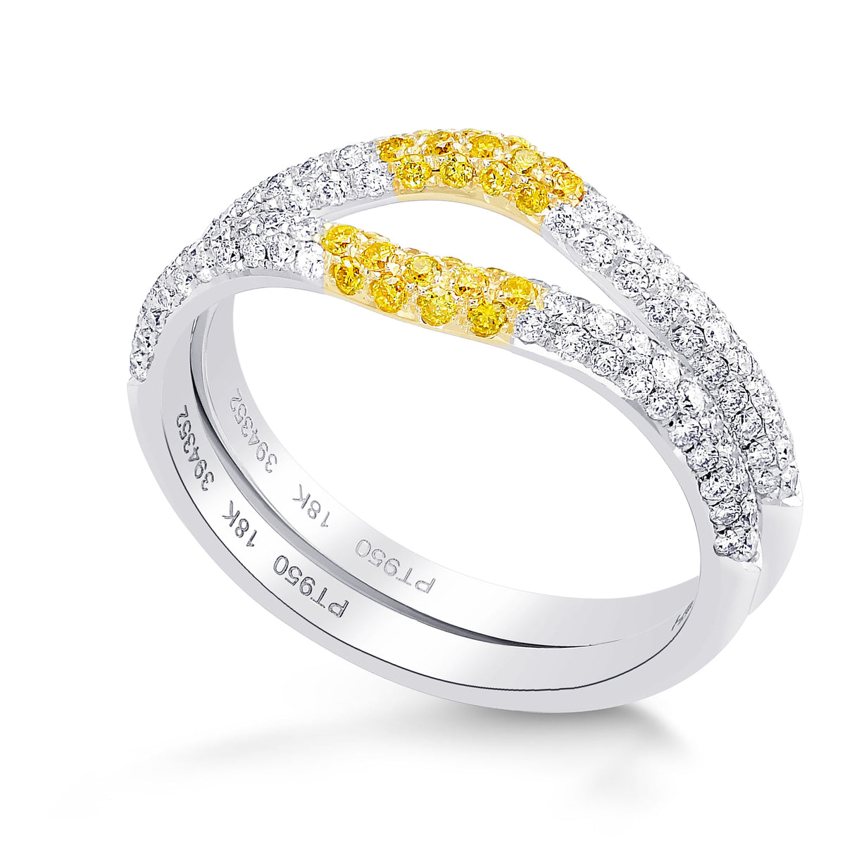 Custom Two Contoured Diamond Half Eternity Wedding Rings