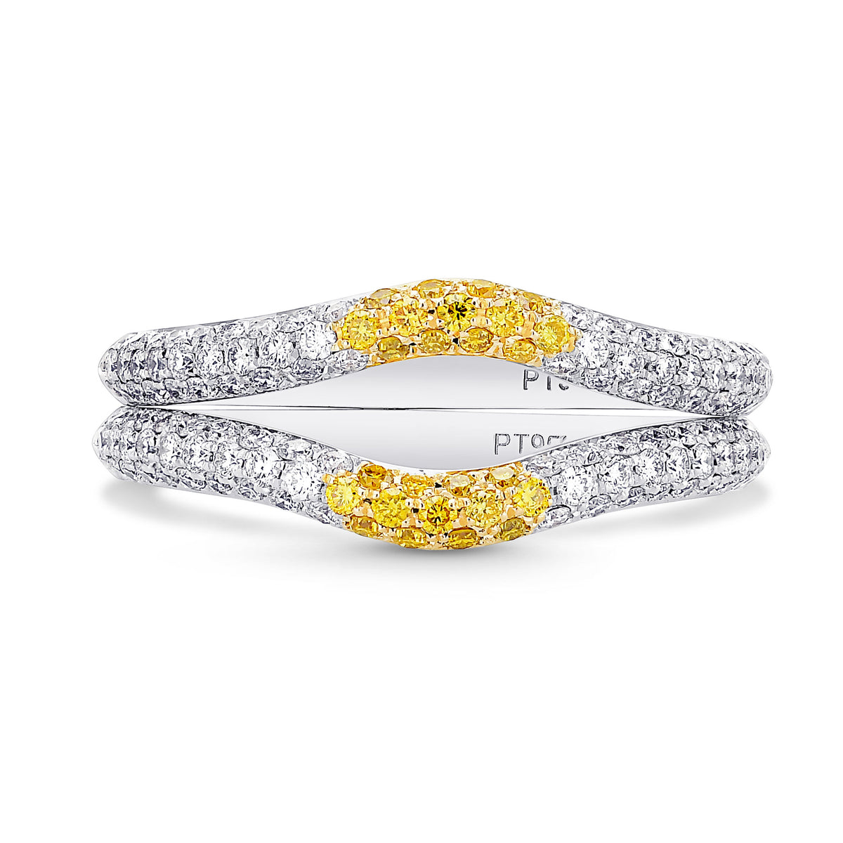 Custom Two Contoured Diamond Half Eternity Wedding Rings