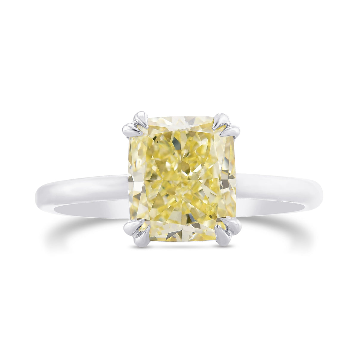 Fancy Light Yellow Cushion Diamond Solitaire Ring