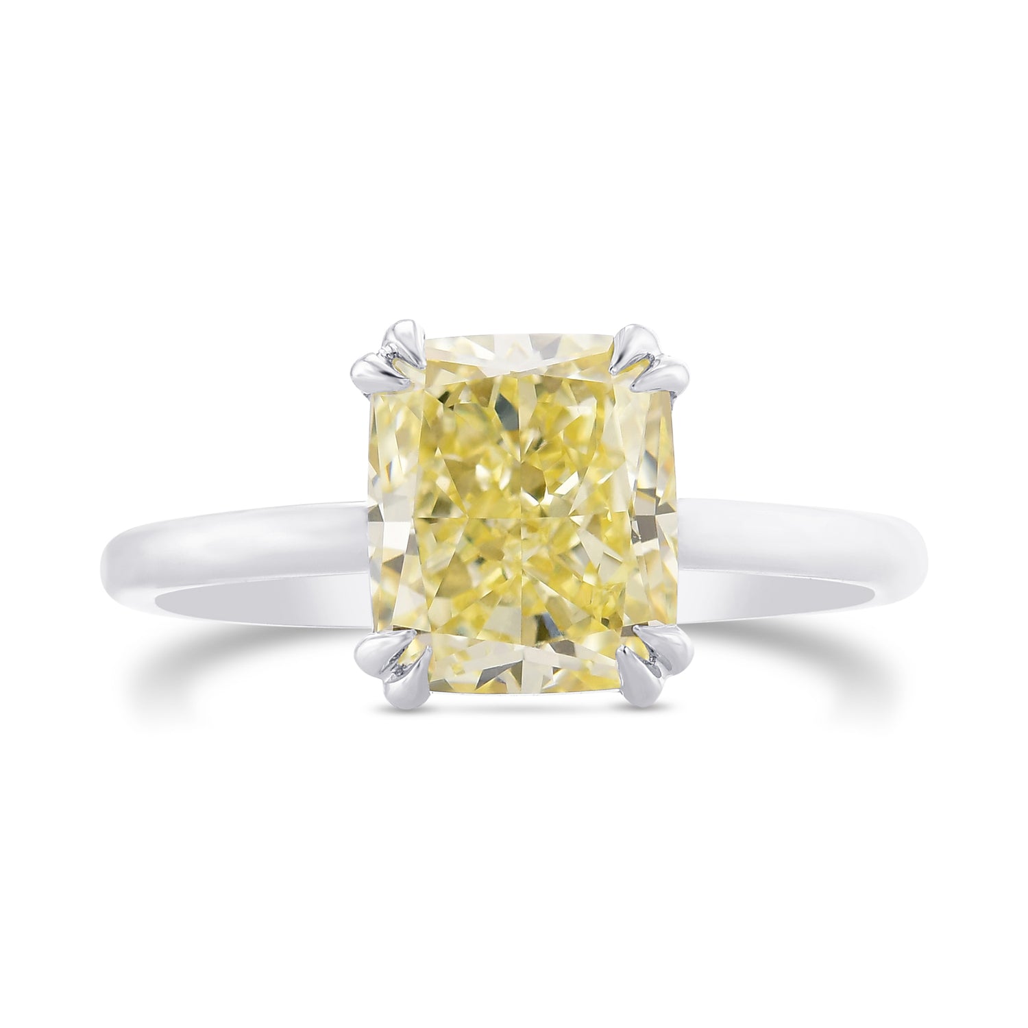 Fancy Light Yellow Cushion Diamond Solitaire Ring