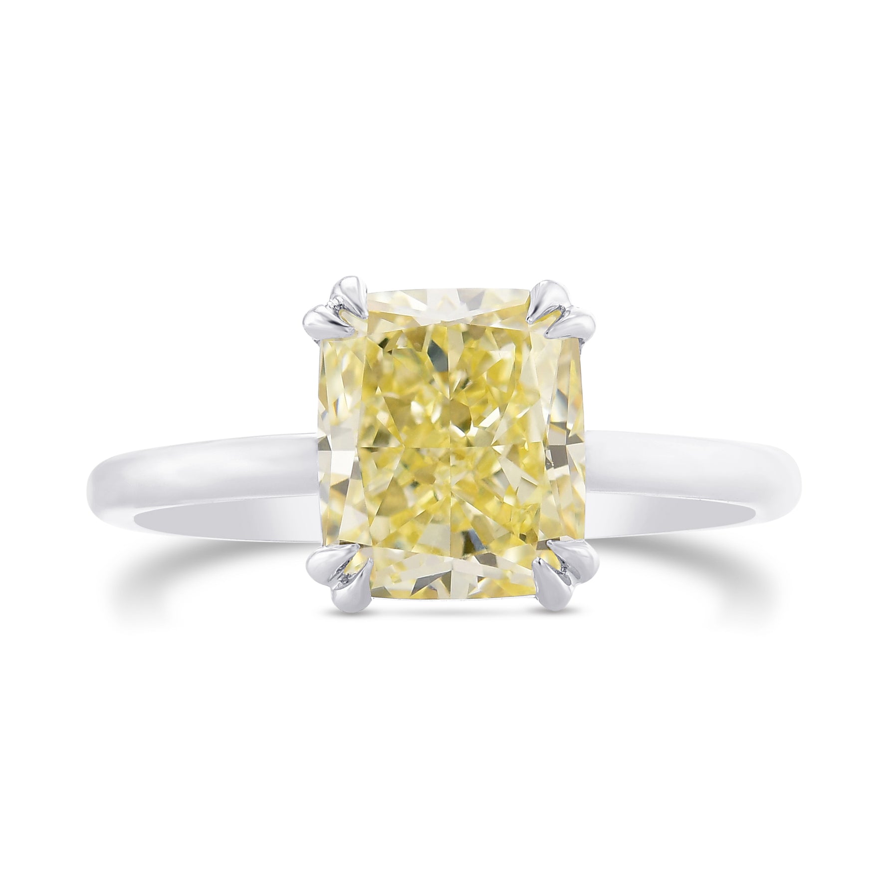Fancy Light Yellow Cushion Diamond Solitaire Ring