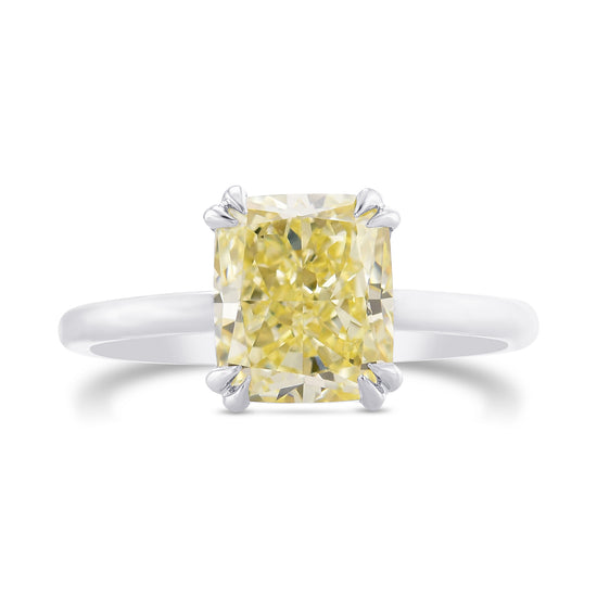 Fancy Light Yellow Cushion Diamond Solitaire Ring