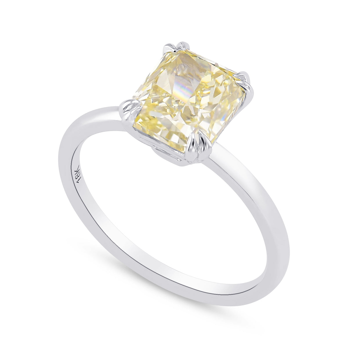 Fancy Light Yellow Cushion Diamond Solitaire Ring