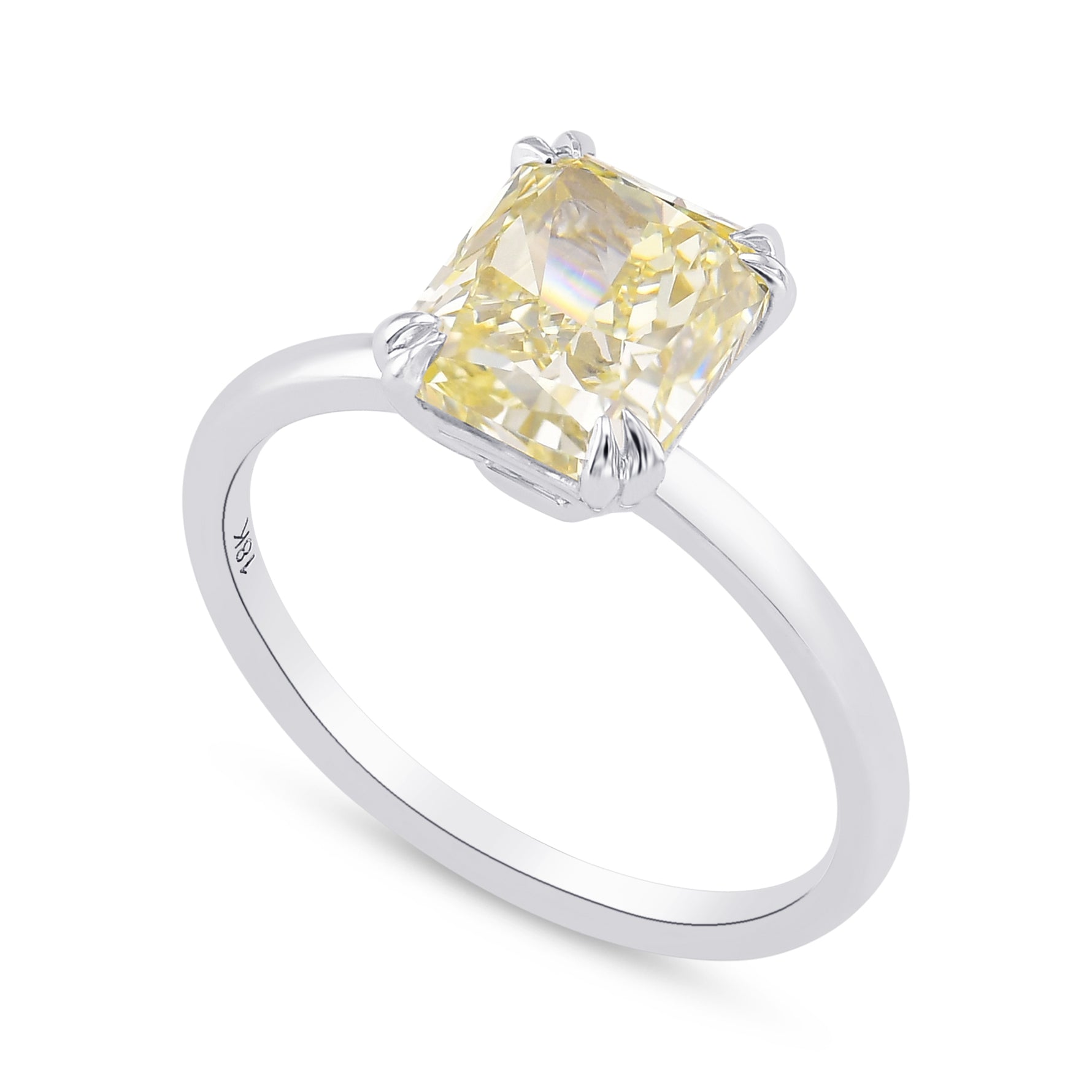 Fancy Light Yellow Cushion Diamond Solitaire Ring