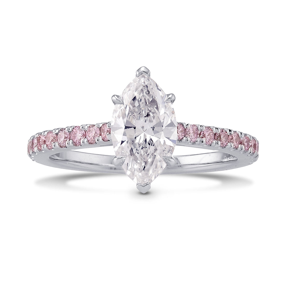 Collection color Marquise and Fancy Pink Diamond Side stone Ring.