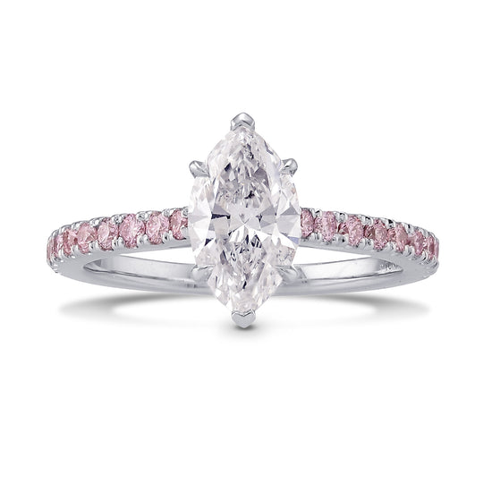  Collection color Marquise and Fancy Pink Diamond Side stone Ring.