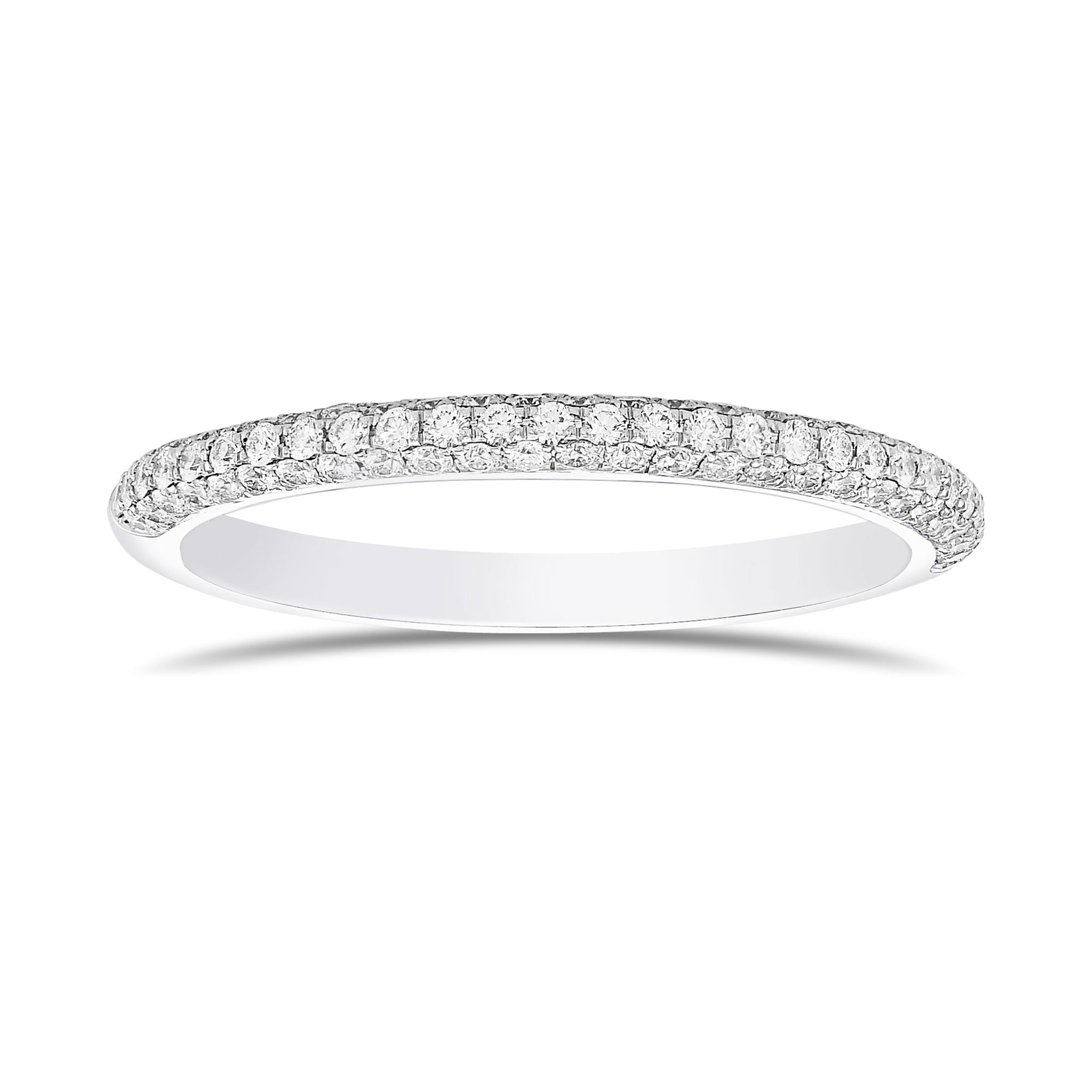 3 Row Diamond Wedding Band Ring