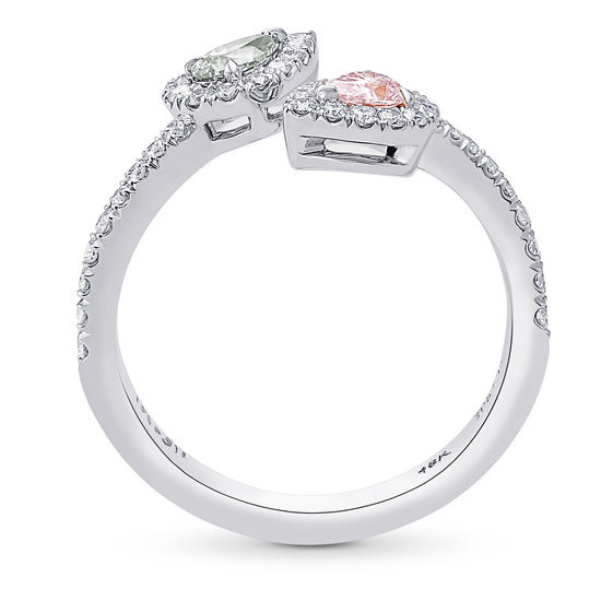 Chameleon & Fancy Light Pink Pear Two Stone Ring