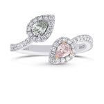 Chameleon & Fancy Light Pink Pear Two Stone Ring