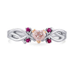 Light Pink Heart Diamond Side-stone Ring