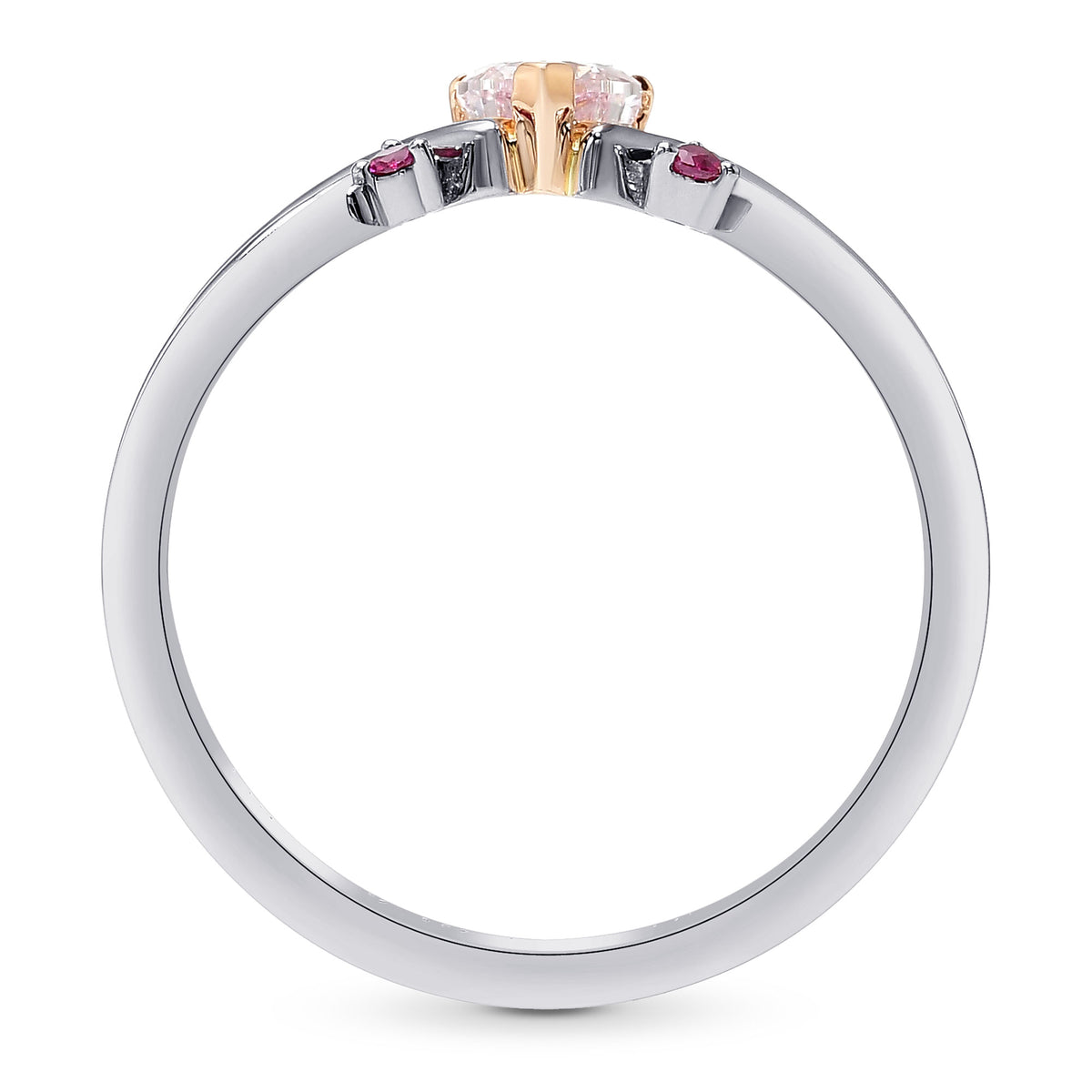 Light Pink Heart Diamond Side-stone Ring