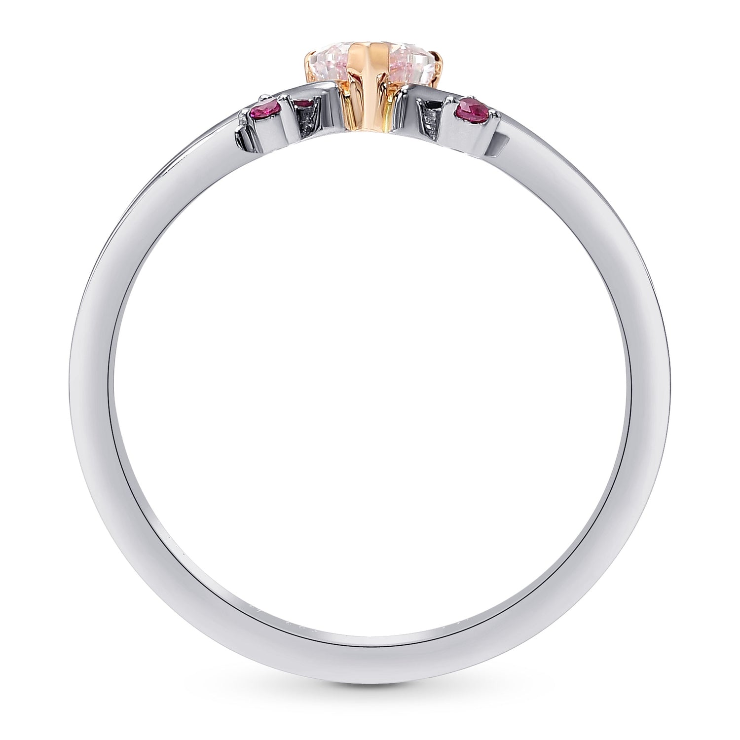 Light Pink Heart Diamond Side-stone Ring