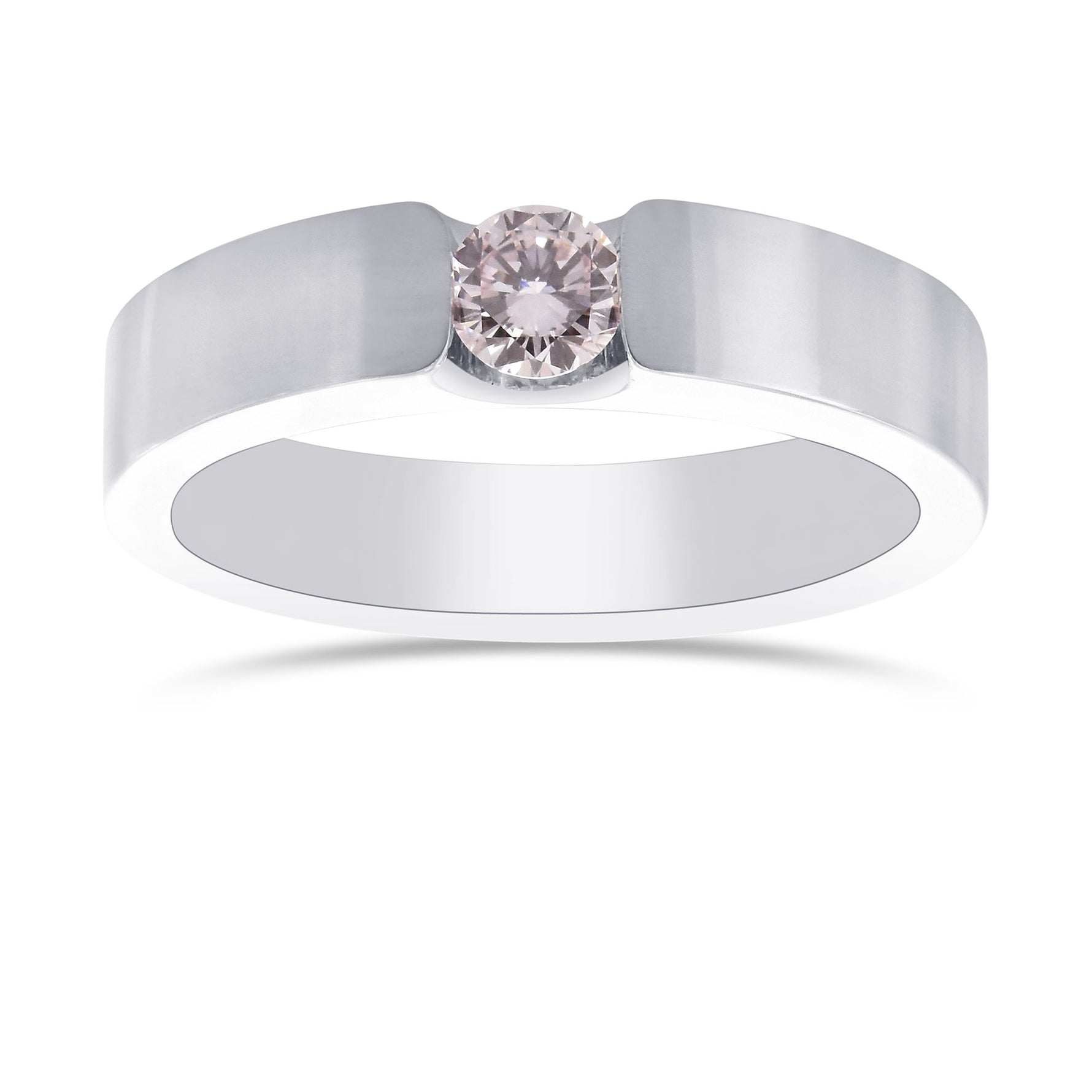 Very Light Pink Round Diamond Solitaire Ring