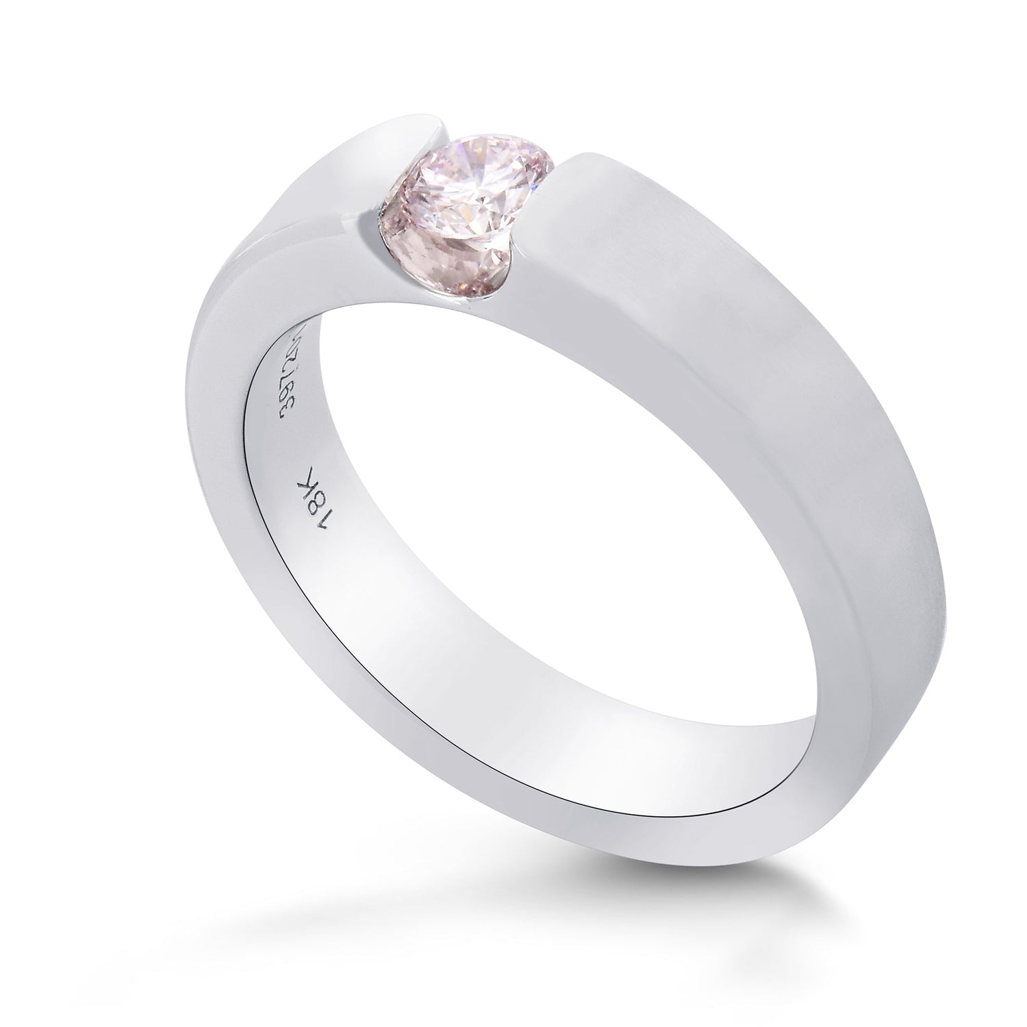 Very Light Pink Round Diamond Solitaire Ring