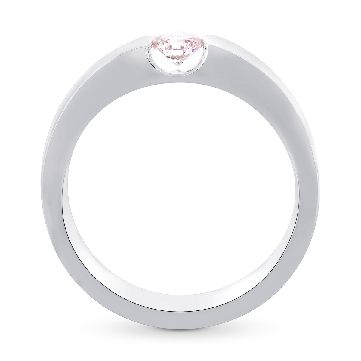 Very Light Pink Round Diamond Solitaire Ring
