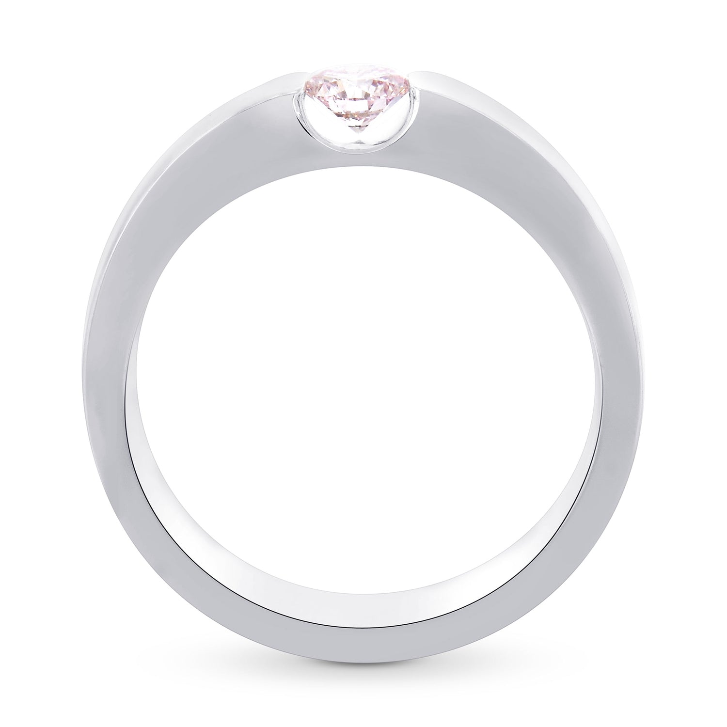 Very Light Pink Round Diamond Solitaire Ring