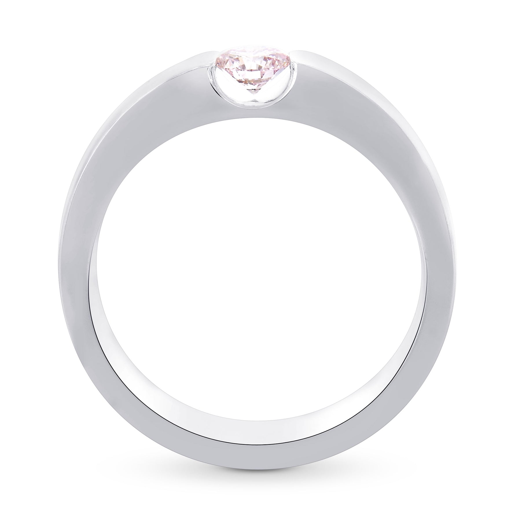 Very Light Pink Round Diamond Solitaire Ring