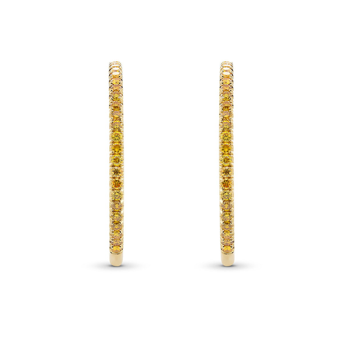 Fancy Vivid Orangy Yellow Round Brilliant Hoop Diamond Earrings