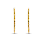 Fancy Vivid Orangy Yellow Round Brilliant Hoop Diamond Earrings