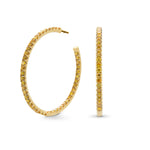 Fancy Vivid Orangy Yellow Round Brilliant Hoop Diamond Earrings
