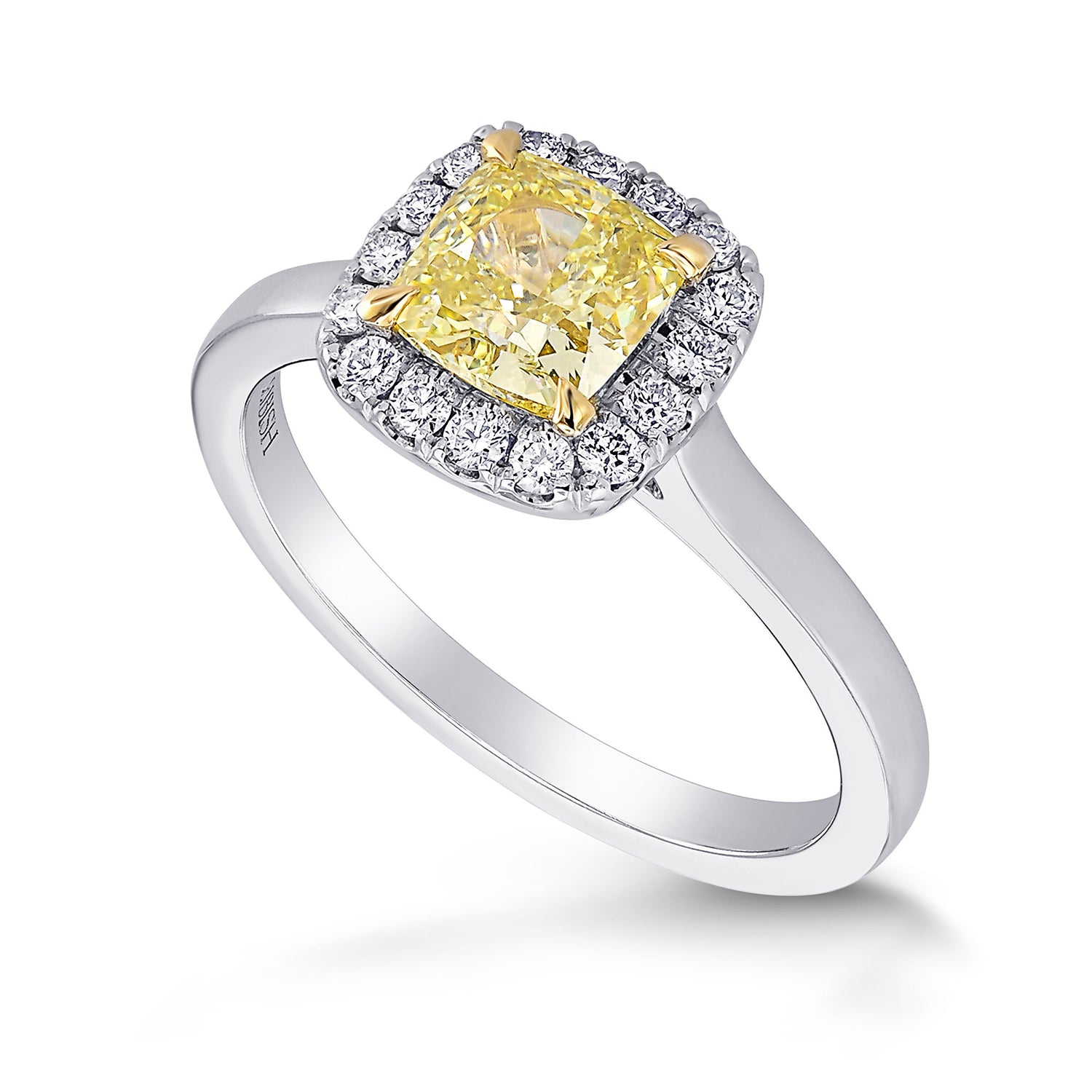  Fancy Intense Yellow Cushion Halo Diamond Ring