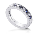 Milgrain Sapphire and Diamond Band Ring 