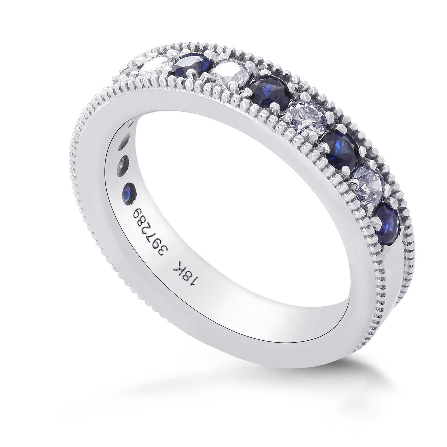 Milgrain Sapphire and Diamond Band Ring 